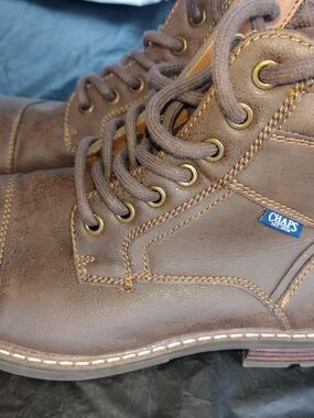 Chaps Men's Brown Leather Lace-Up Work Boots